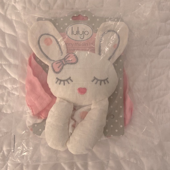 3/ $20 - Lulujo Bunny Muslin lovey - Picture 5 of 5